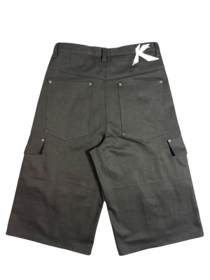 Slanted Cargo Shorts (Black)