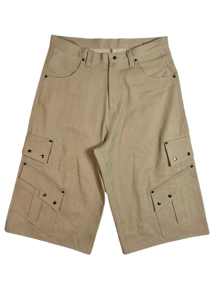 Slanted Cargo Shorts (Khaki Tan)