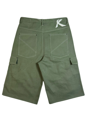 Slanted Cargo Shorts (Brushed Olive)