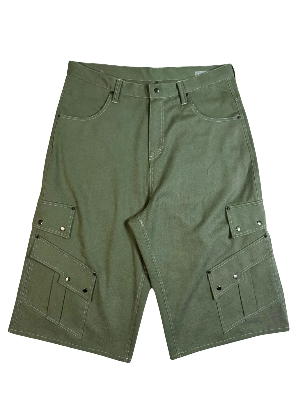 Slanted Cargo Shorts (Brushed Olive)