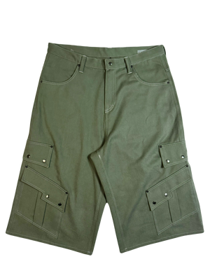 Slanted Cargo Shorts (Brushed Olive)